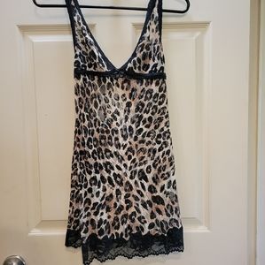 Victoria's Secret Ver Sexy Leopard Lace Nightgown Teddy Slip Lingerie S